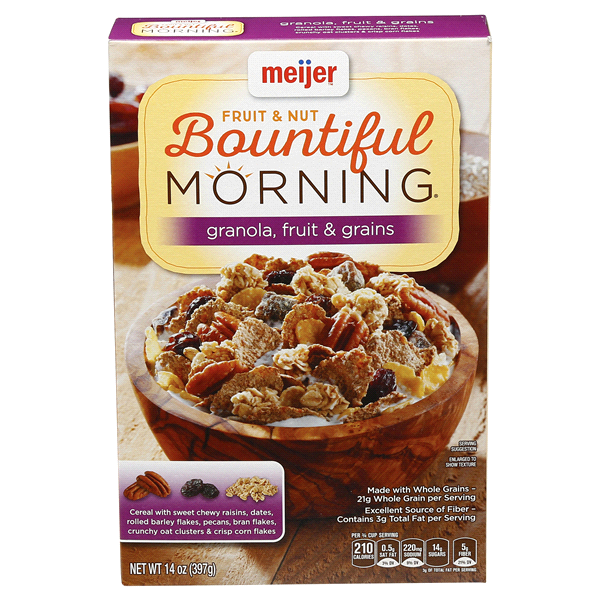 slide 1 of 1, Meijer Bountiful Morning Fruit & Nut Cereal, 14 oz