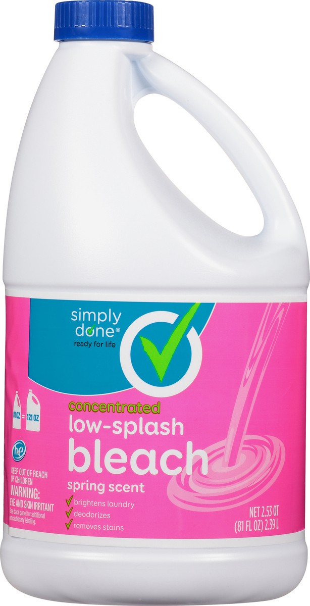 slide 1 of 13, Simply Done Concentrated Low-Splash Spring Scent Bleach 2.53 qt, 2.53 qt