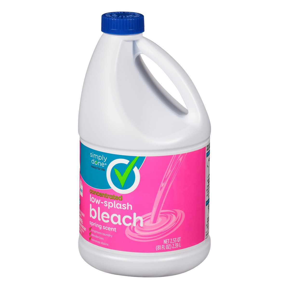 slide 9 of 13, Simply Done Concentrated Low-Splash Spring Scent Bleach 2.53 qt, 2.53 qt