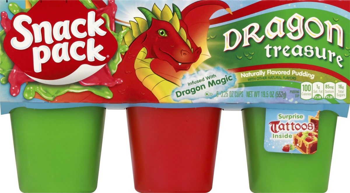 slide 3 of 10, Snack Pack Dragon Treasure Pudding 6 - 3.25 oz Cups, 6 ct