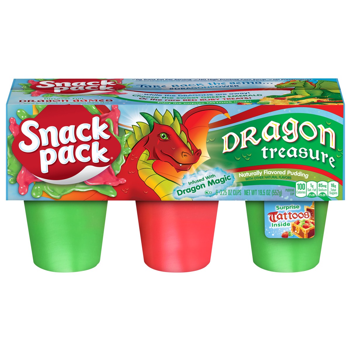 slide 1 of 10, Snack Pack Dragon Treasure Pudding 6 - 3.25 oz Cups, 6 ct