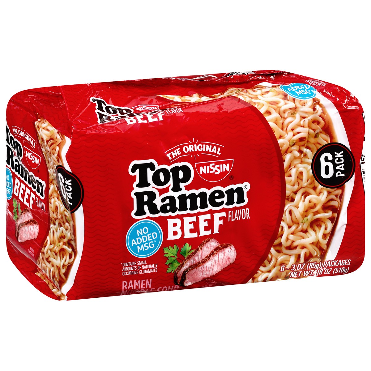 slide 5 of 9, Top Ramen Beef Flavor Ramen Noodle Soup 6 - 3 oz Packages, 6 ct