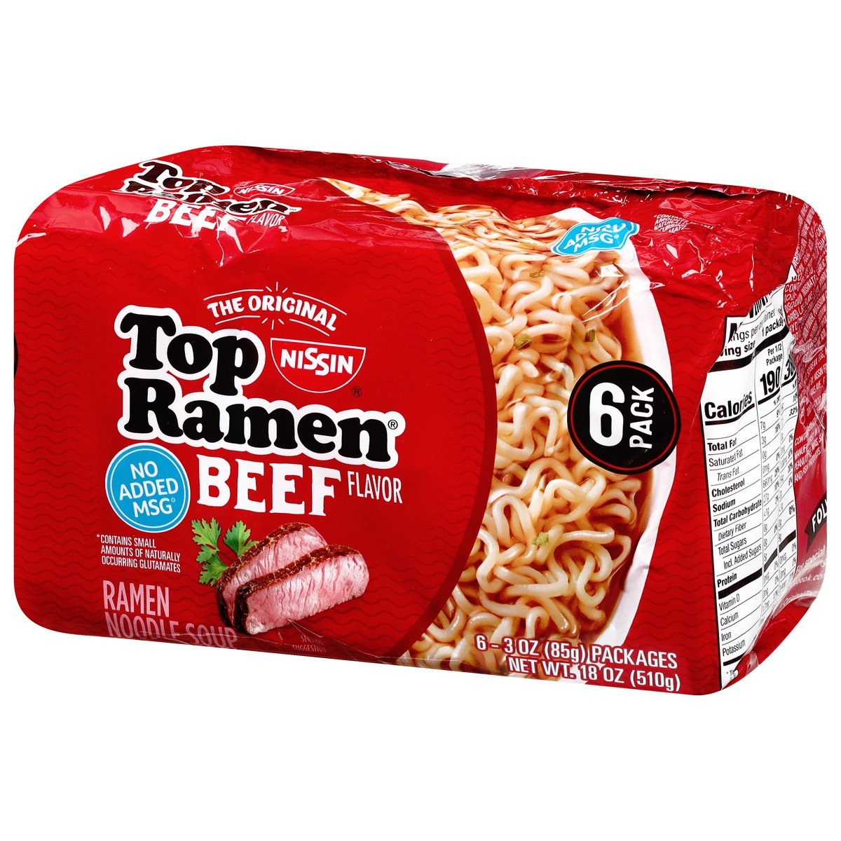 slide 3 of 9, Top Ramen Beef Flavor Ramen Noodle Soup 6 - 3 oz Packages, 6 ct