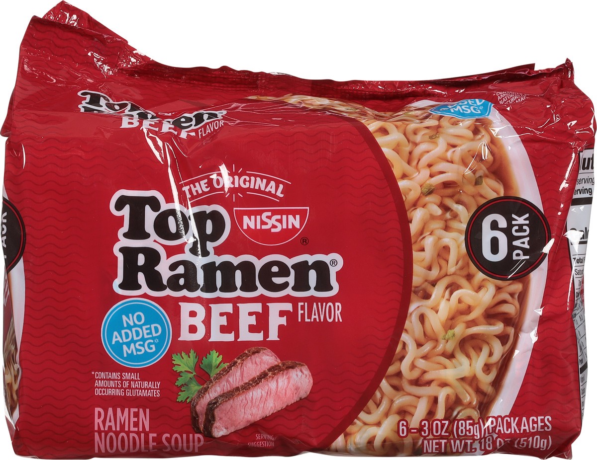 slide 9 of 9, Top Ramen Beef Flavor Ramen Noodle Soup 6 - 3 oz Packages, 6 ct