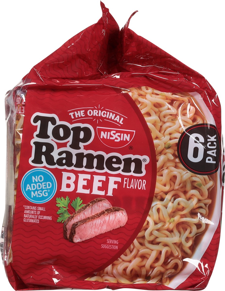 slide 4 of 9, Top Ramen Beef Flavor Ramen Noodle Soup 6 - 3 oz Packages, 6 ct