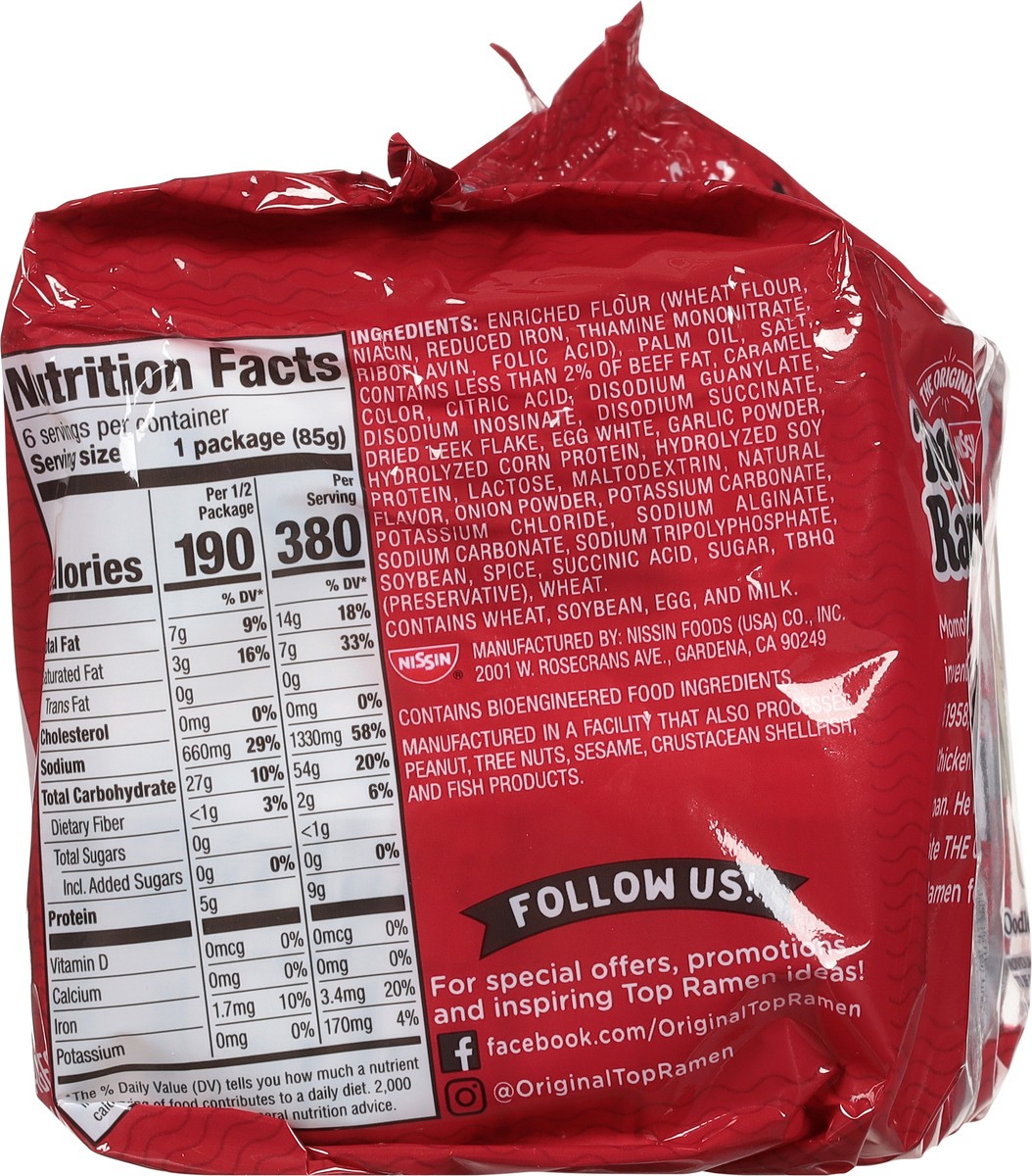 slide 8 of 9, Top Ramen Beef Flavor Ramen Noodle Soup 6 - 3 oz Packages, 6 ct