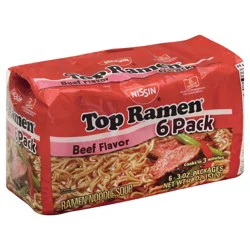 Top Ramen Beef Flavor Ramen Noodle Soup 6 - 3 oz Packages