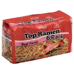 Top Ramen Beef Flavor Ramen Noodle Soup 6 - 3 oz Packages