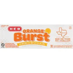H-E-B Zero Sugar Orange Burst Soda 12 pk Cans