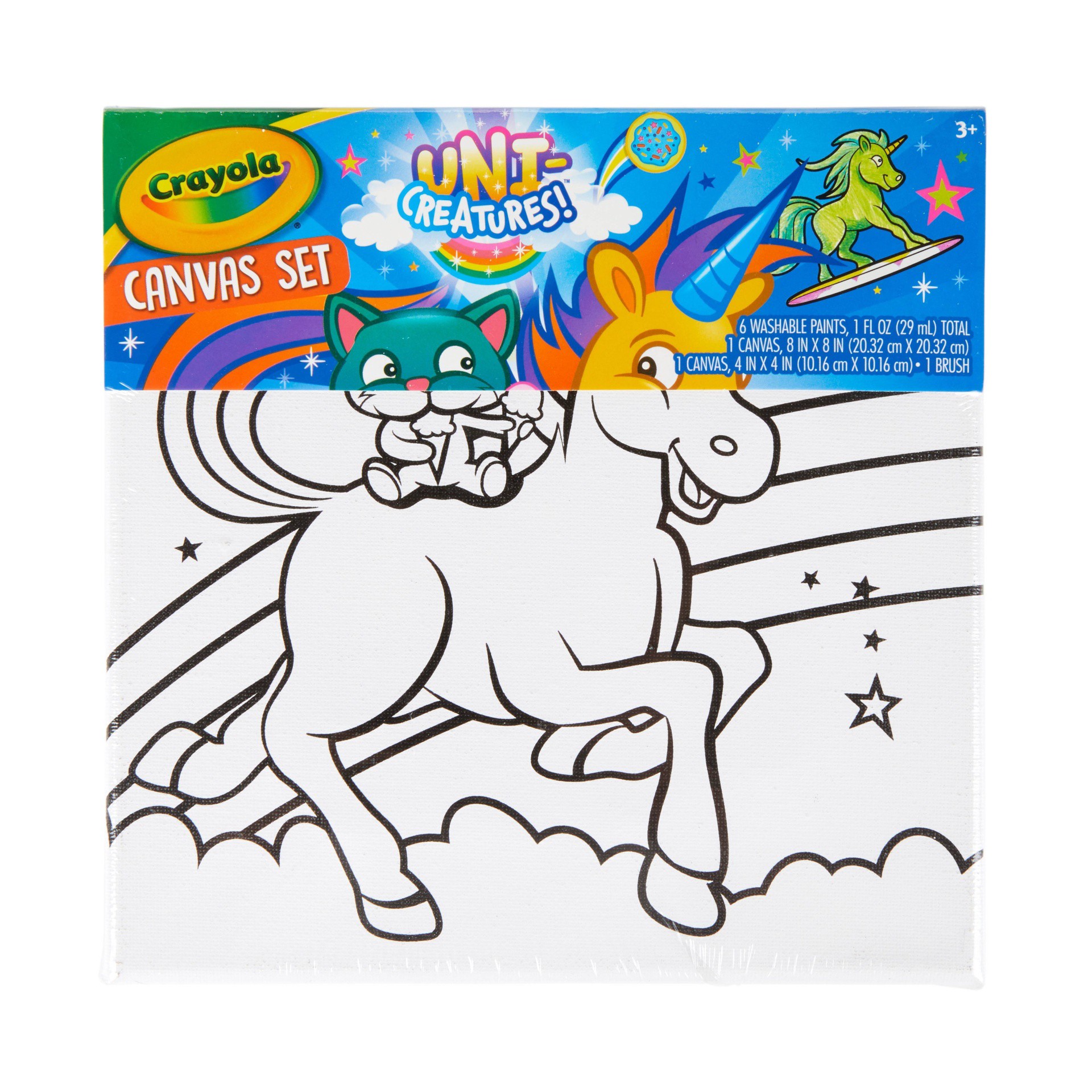 slide 1 of 3, Crayola Uni-Creatures Canvas Set, 9 ct