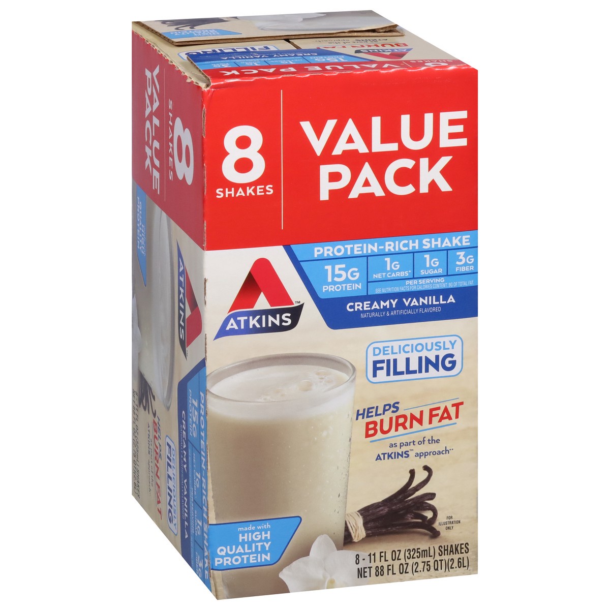 slide 8 of 9, Atkins French Vanilla Shakes - 8 ct; 11 fl oz, 8 ct; 11 fl oz