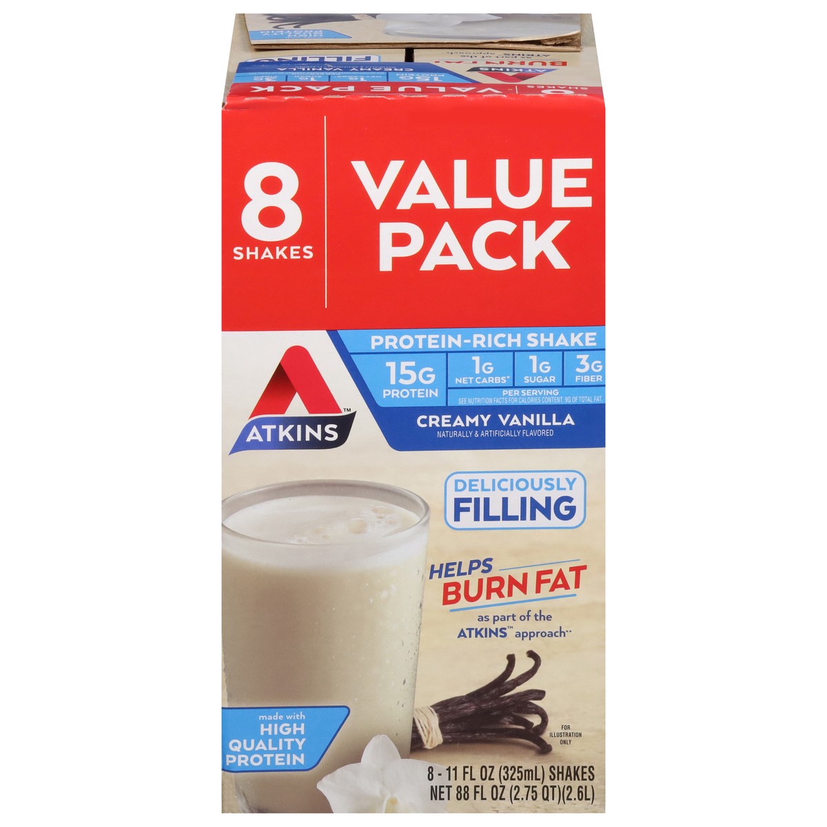 slide 1 of 9, Atkins French Vanilla Shakes - 8 ct; 11 fl oz, 8 ct; 11 fl oz