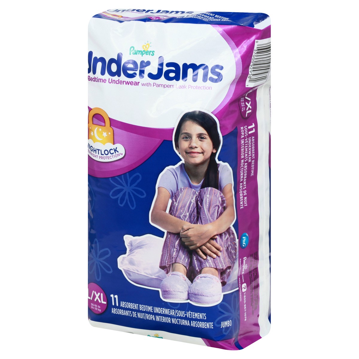 slide 2 of 11, Pampers UnderJams L/XL (58-85 lb) Absorbent Jumbo Bedtime Underwear 11 ea, 11 ct