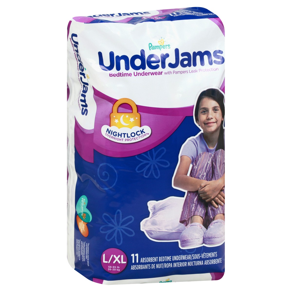 slide 6 of 11, Pampers UnderJams L/XL (58-85 lb) Absorbent Jumbo Bedtime Underwear 11 ea, 11 ct