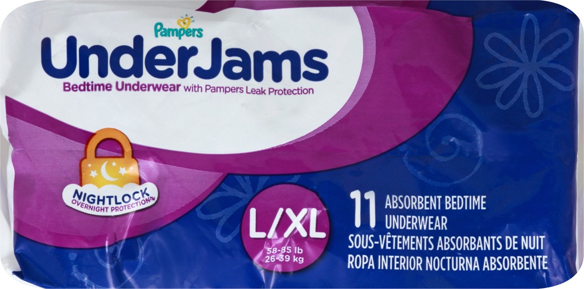 slide 10 of 11, Pampers UnderJams L/XL (58-85 lb) Absorbent Jumbo Bedtime Underwear 11 ea, 11 ct