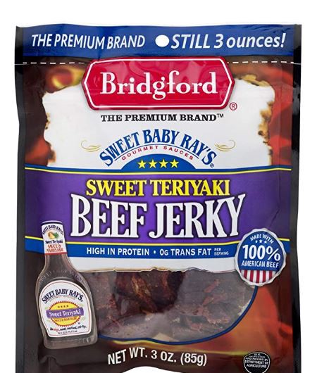 slide 1 of 1, Bridgford Sweet Baby Ray's Sweet Teriyaki Beef Jerky, 3 oz