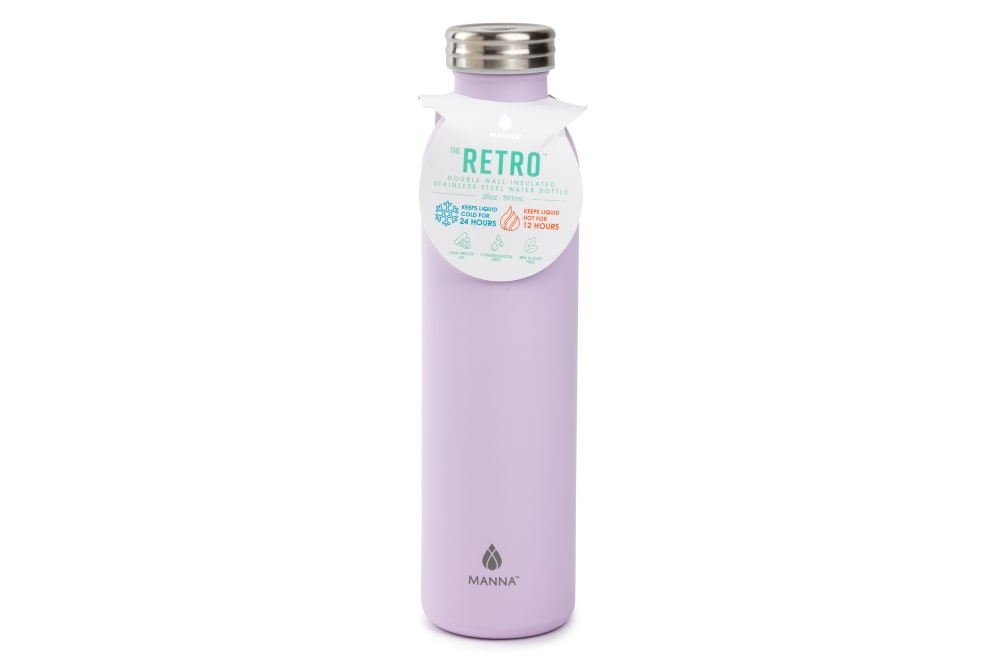 slide 1 of 1, Manna Retro Water Bottle - Lilac, 20 oz