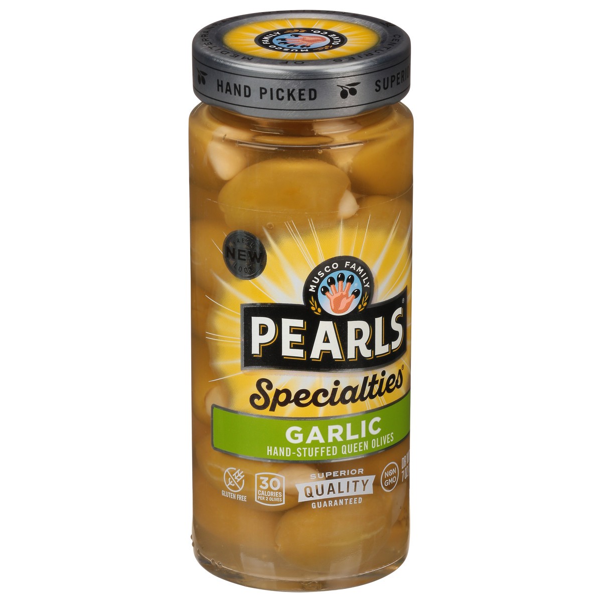 slide 7 of 13, Pearls Specialties Hand-Stuffed Garlic Queen Olives Pickles 7 oz, 7 oz