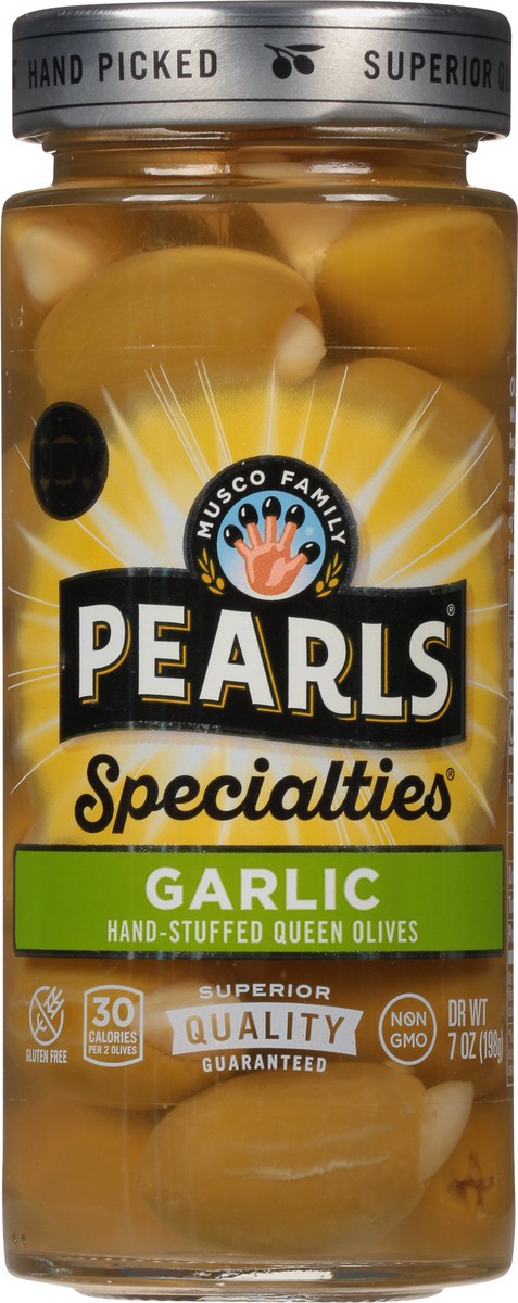 slide 3 of 13, Pearls Specialties Hand-Stuffed Garlic Queen Olives Pickles 7 oz, 7 oz