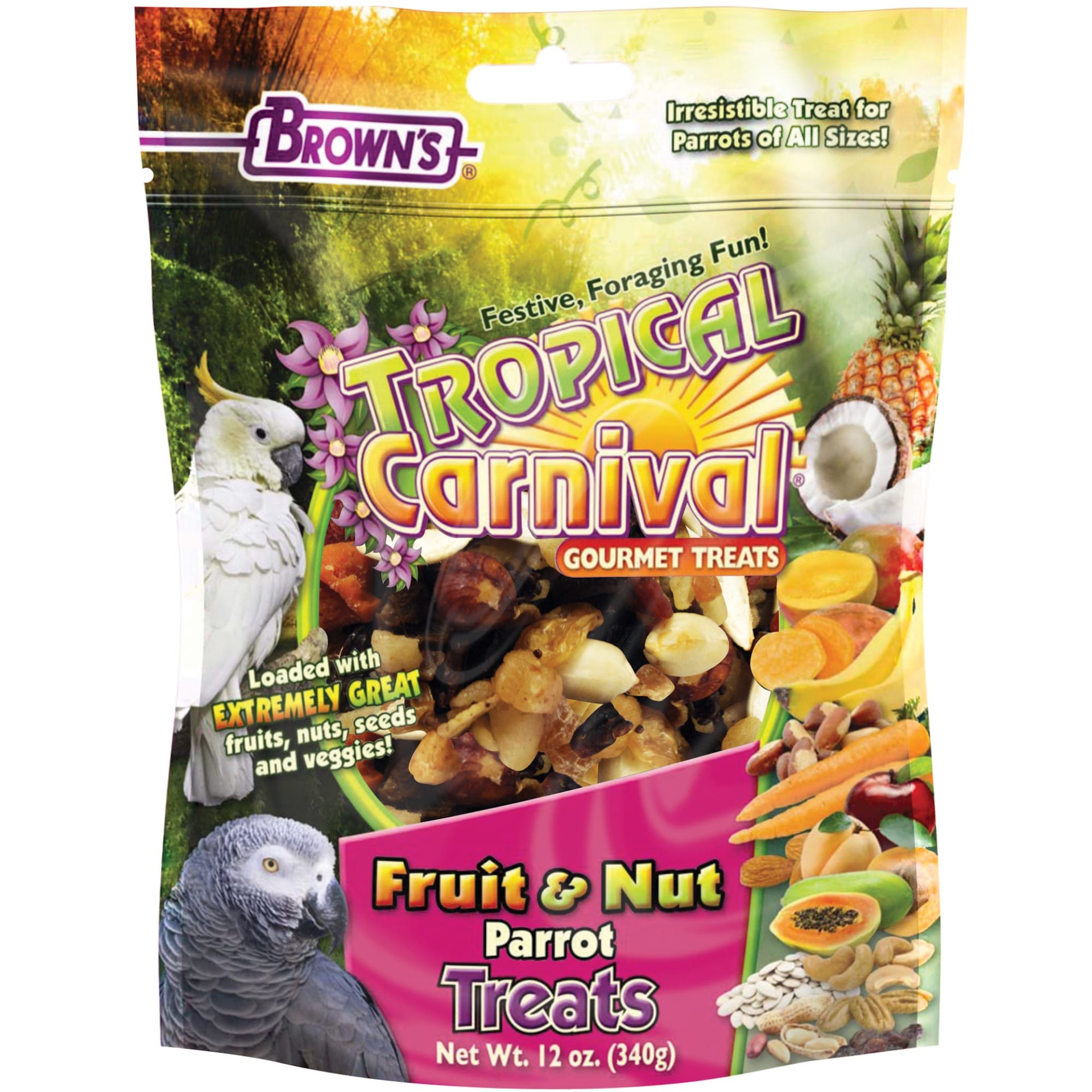 slide 1 of 1, Brown's Tropical Carnival Gourmet Parrot Treats, 12 oz