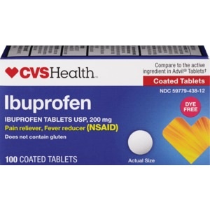 slide 1 of 1, CVS Health Dye Free Ibuprofen Tablets, 100 ct; 200 mg