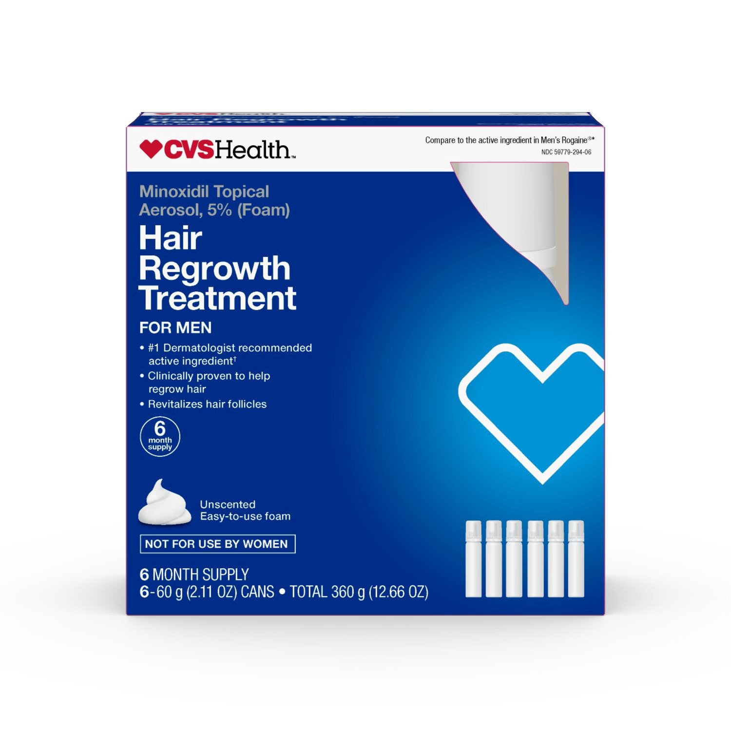 slide 1 of 1, CVS Health Minoxidil Topical Aerosol, 5% (Foam) Hair Regrowth Treatment For Men, 12.66 Oz, 1 ct