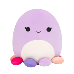 Squishmallow Purple Octopus with Multicolored Tentacles and White Belly, 8 in
