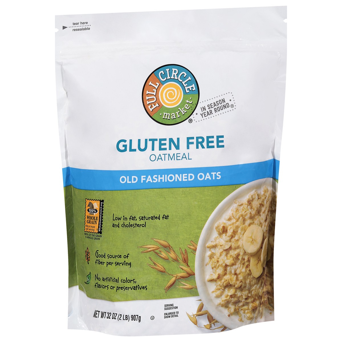 slide 5 of 9, Full Circle Market Gluten Free Old Fashioned Oats Oatmeal 32 oz, 32 oz