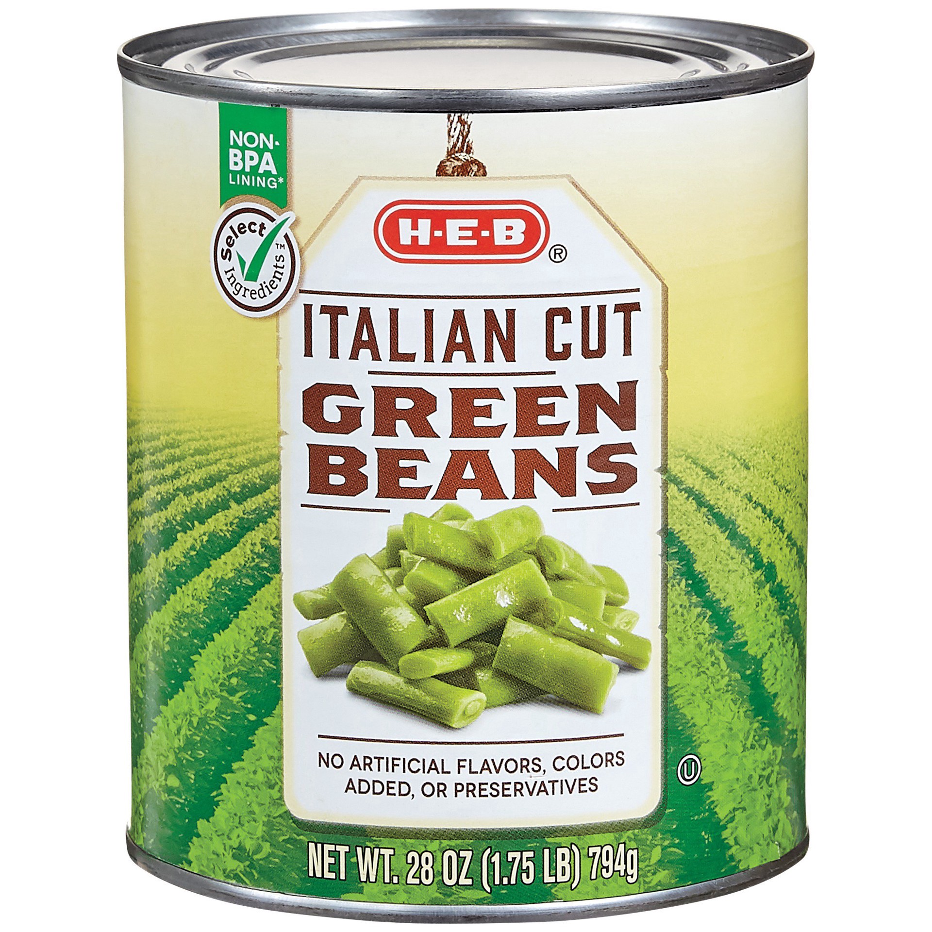 slide 1 of 1, H-E-B Italian Cut Green Beans, 28 oz