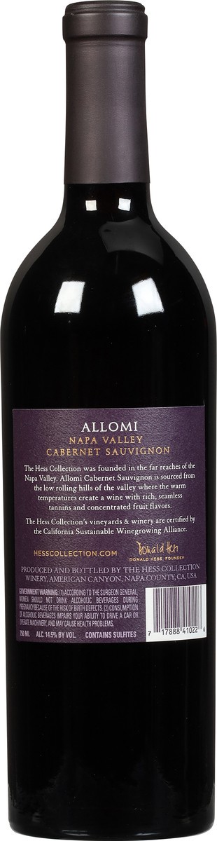 slide 8 of 9, Hess Collection Napa Valley Allomi Cabernet Sauvignon 750 ml, 750 ml