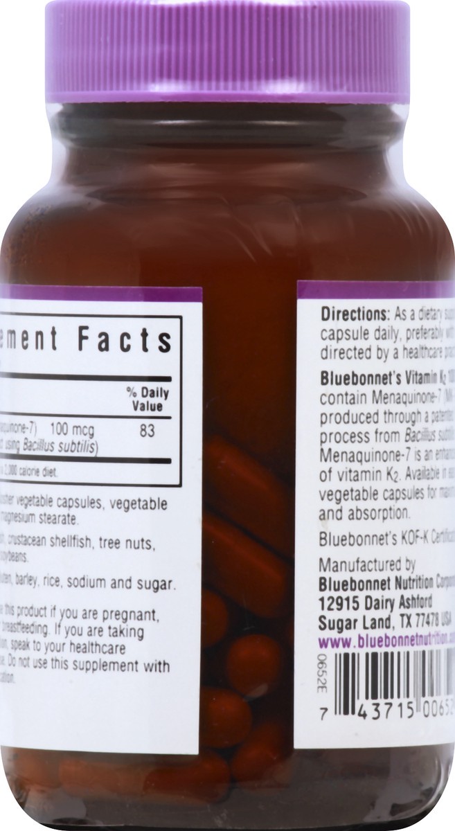 slide 8 of 11, Bluebonnet Nutrition Bluebonnet Vitamin K2, 100 Mcg, Vegetable Capsules, 60 ct