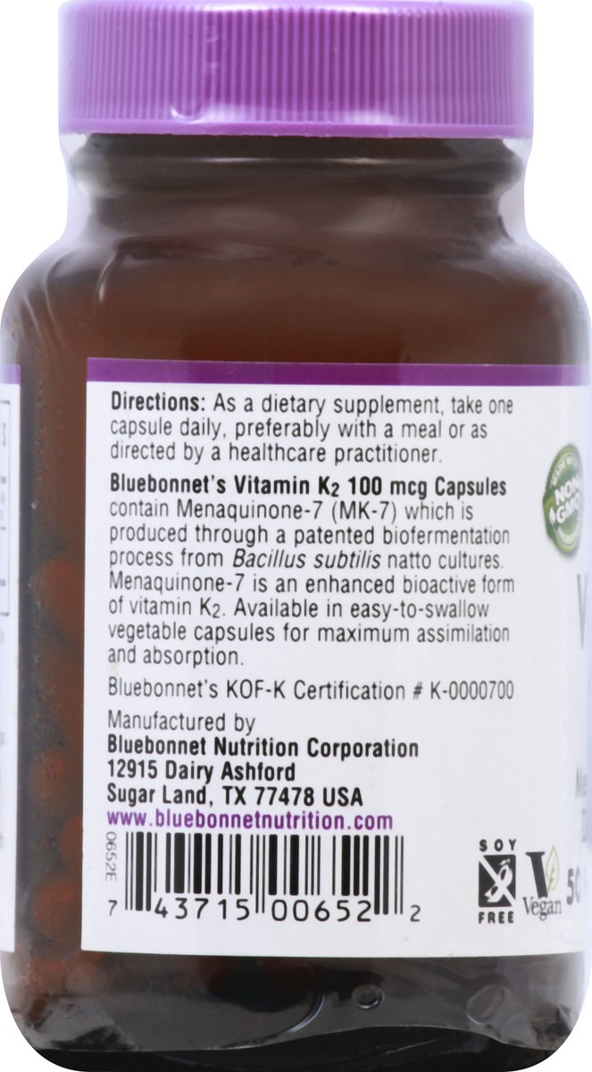 slide 9 of 11, Bluebonnet Nutrition Bluebonnet Vitamin K2, 100 Mcg, Vegetable Capsules, 60 ct