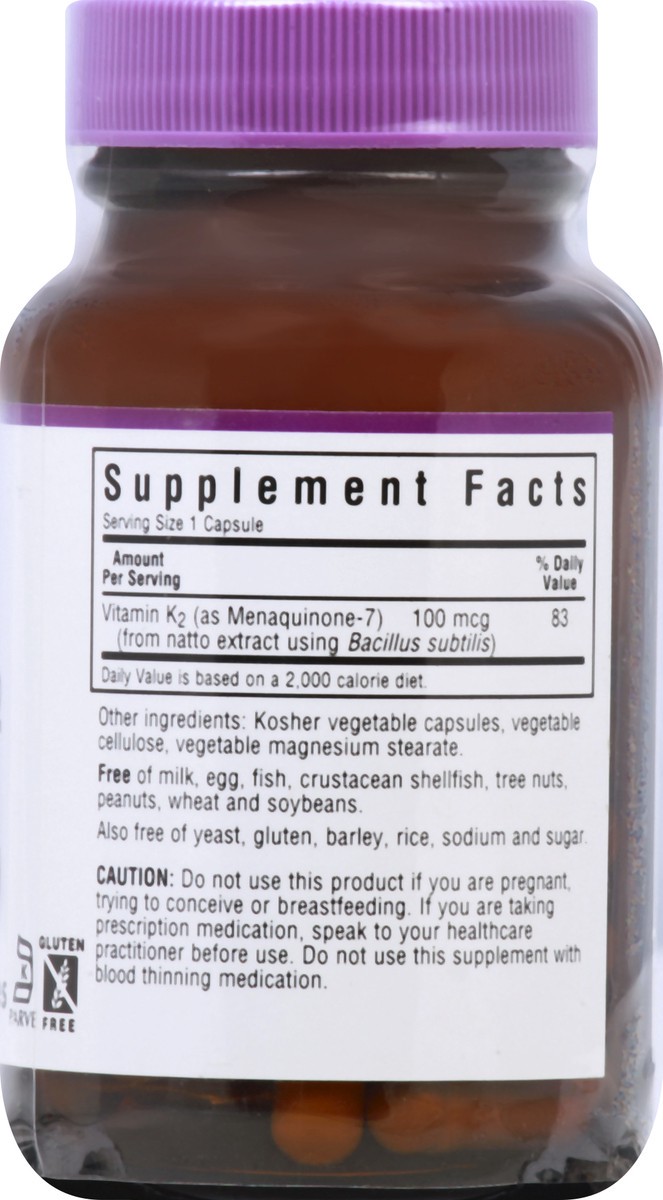 slide 6 of 11, Bluebonnet Nutrition Bluebonnet Vitamin K2, 100 Mcg, Vegetable Capsules, 60 ct