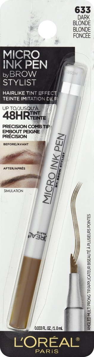 slide 1 of 9, L'Oréal Brow Stylist Micro Ink Pen, Dark Blonde, 0.033 oz