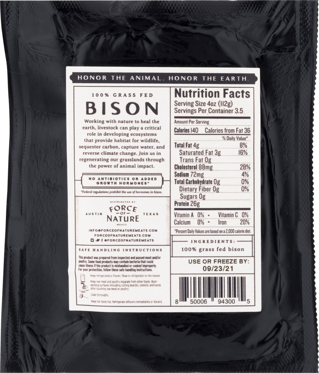 slide 8 of 12, Force Of Nature FORCE OF NATURE BISON GROUND GRASSFED 14 oz, 1 ct