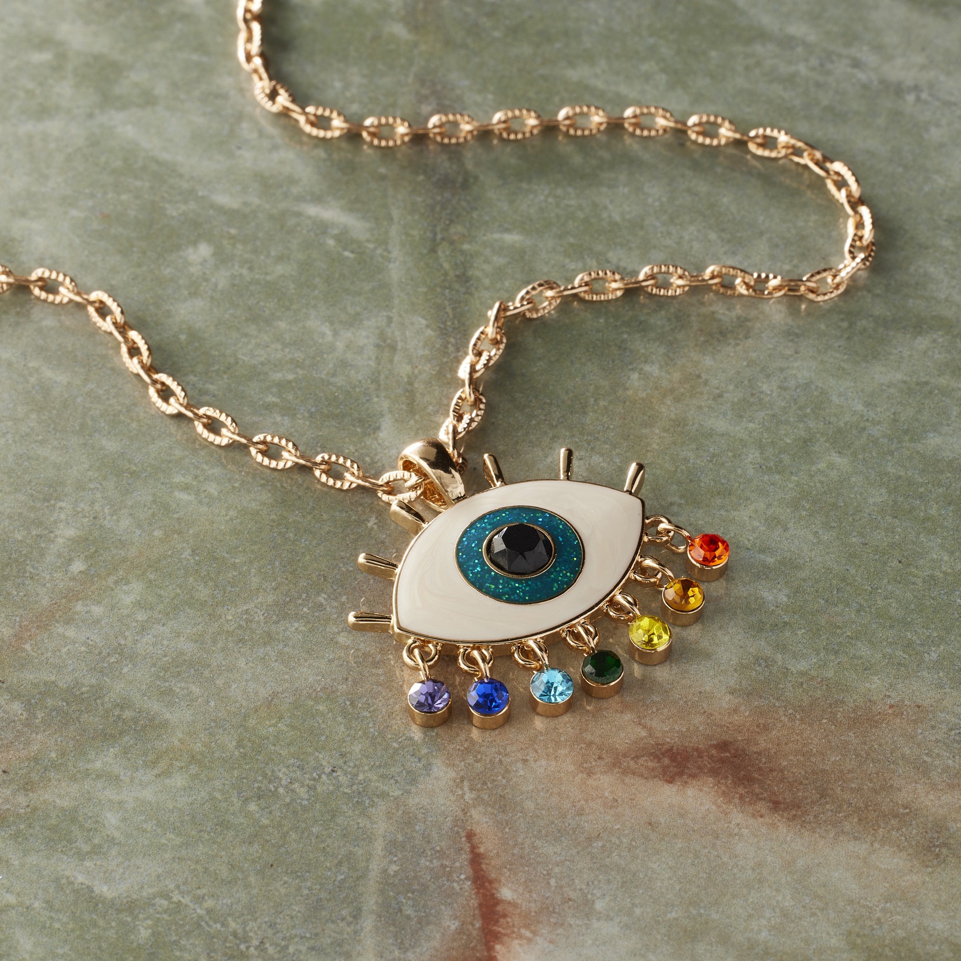 slide 4 of 5, Rainbow Evil Eye Pendant By Bead Landing, 1.48 in x 1.41 in x 0.27 in