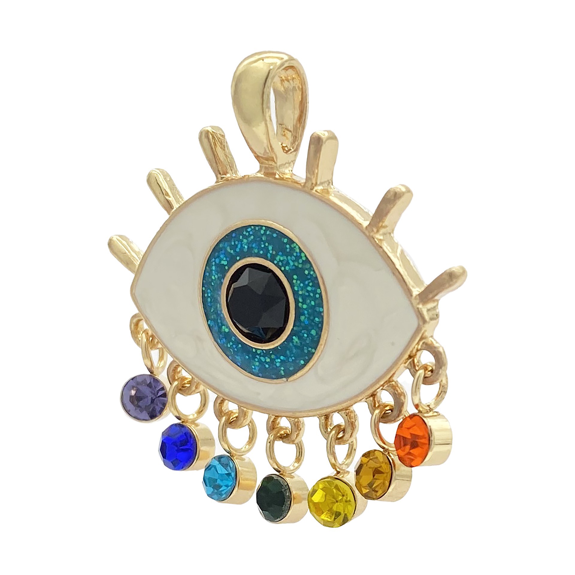 slide 5 of 5, Rainbow Evil Eye Pendant By Bead Landing, 1.48 in x 1.41 in x 0.27 in