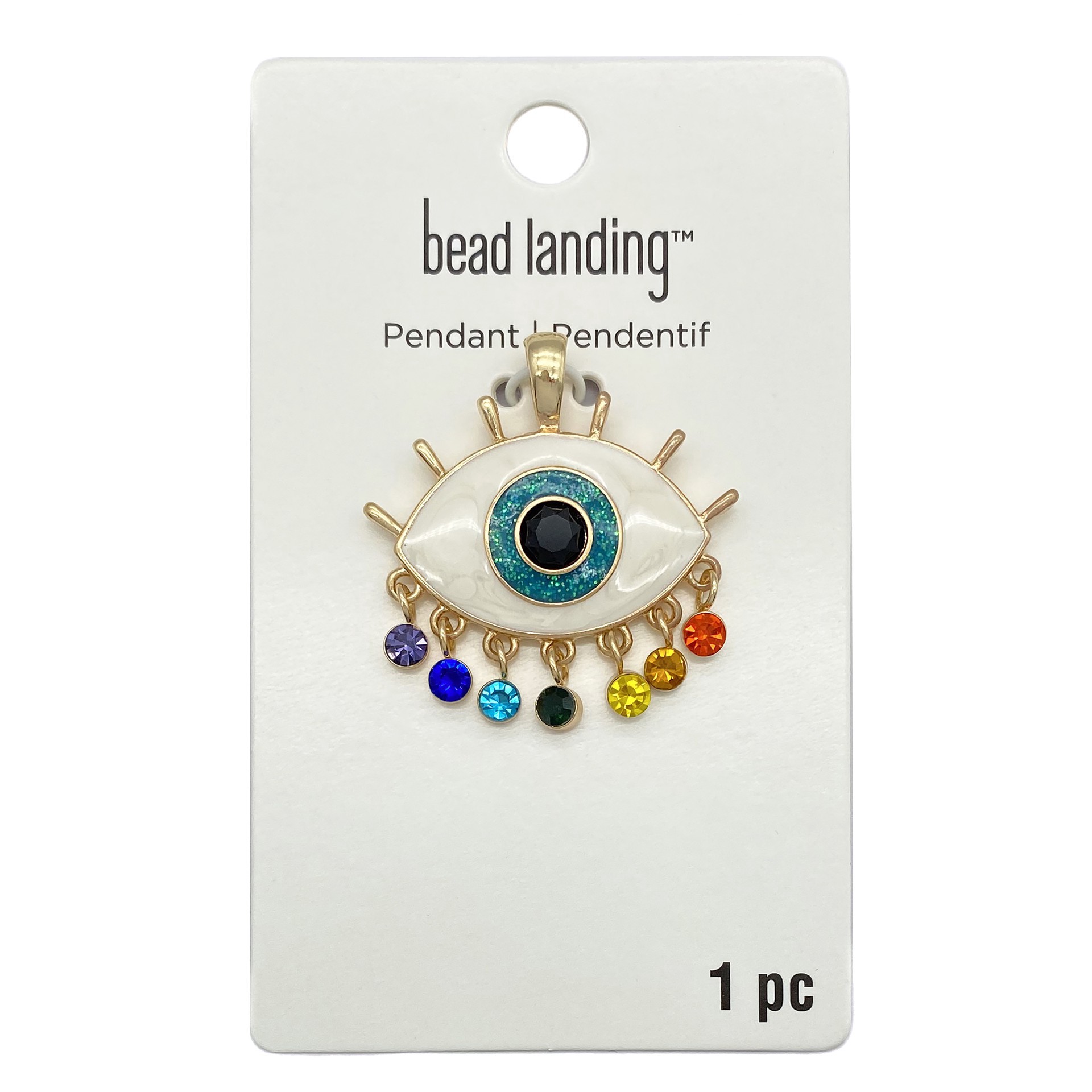 slide 3 of 5, Rainbow Evil Eye Pendant By Bead Landing, 1.48 in x 1.41 in x 0.27 in