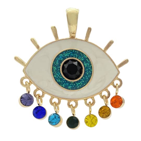 slide 1 of 5, Rainbow Evil Eye Pendant By Bead Landing, 1.48 in x 1.41 in x 0.27 in