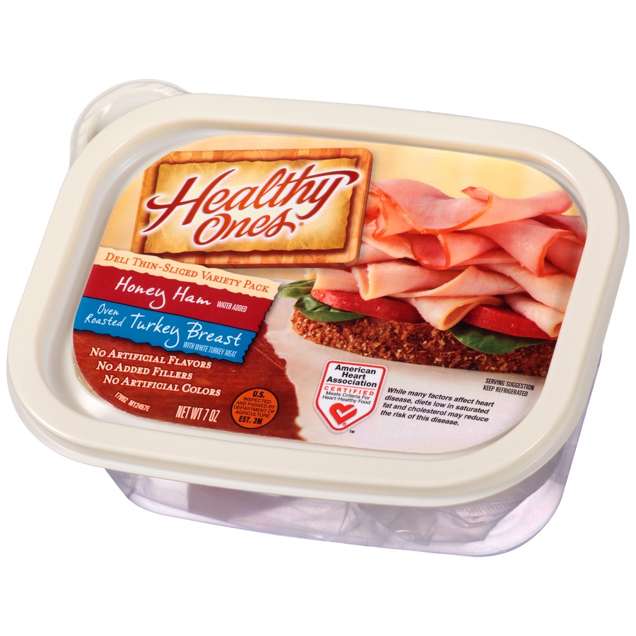 slide 3 of 8, Healthy Ones Deli Thin Sliced - Variety Pack Honey Ham & Oven Roasted Turkey Breast, 7 oz