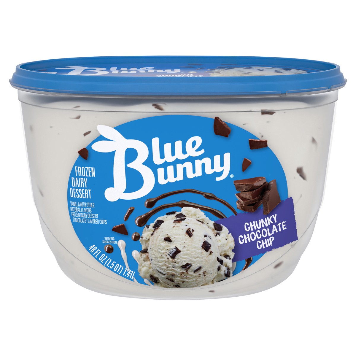 slide 1 of 1, Blue Bunny Premium Chunky Chocolate Chip Frozen Dessert\, 48 fl oz, 48 fl oz