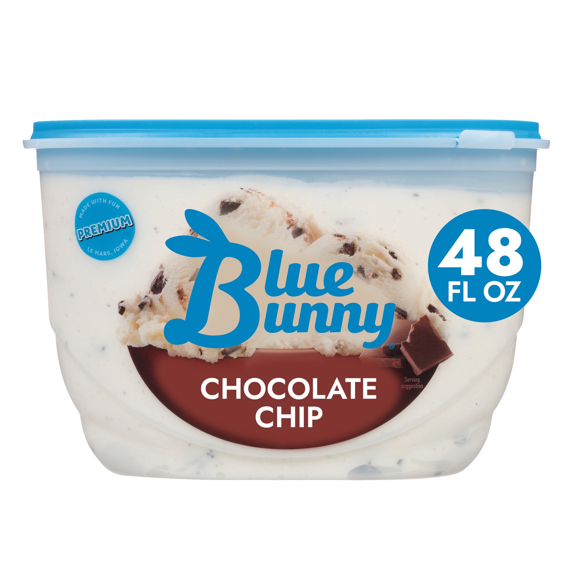 slide 1 of 1, Blue Bunny Chocolate Chip Ice Cream, 48 fl oz