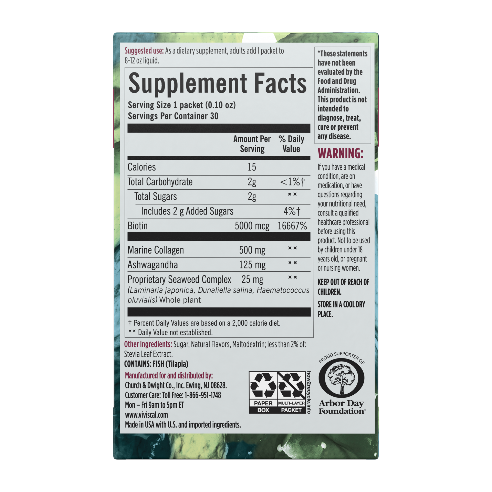 slide 3 of 5, Viviscal Hair Therapy Stress Relief Supplement | Marine Collagen, Biotin, Ashwagandha | Vanilla Powder Packets, 30ct, 30 ct