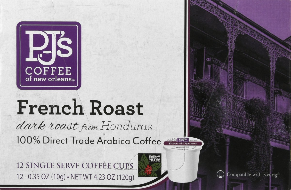 slide 1 of 1, PJ's Coffee of New Orleans Single Serve Cups Dark Roast French Roast Coffee - 12 ct, 12 ct