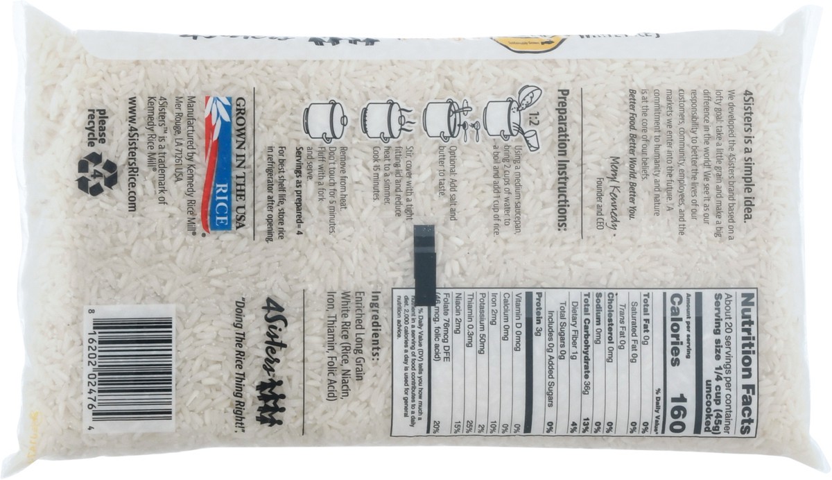 slide 12 of 12, 4Sisters Extra Long Enriched White Rice, 2 lb