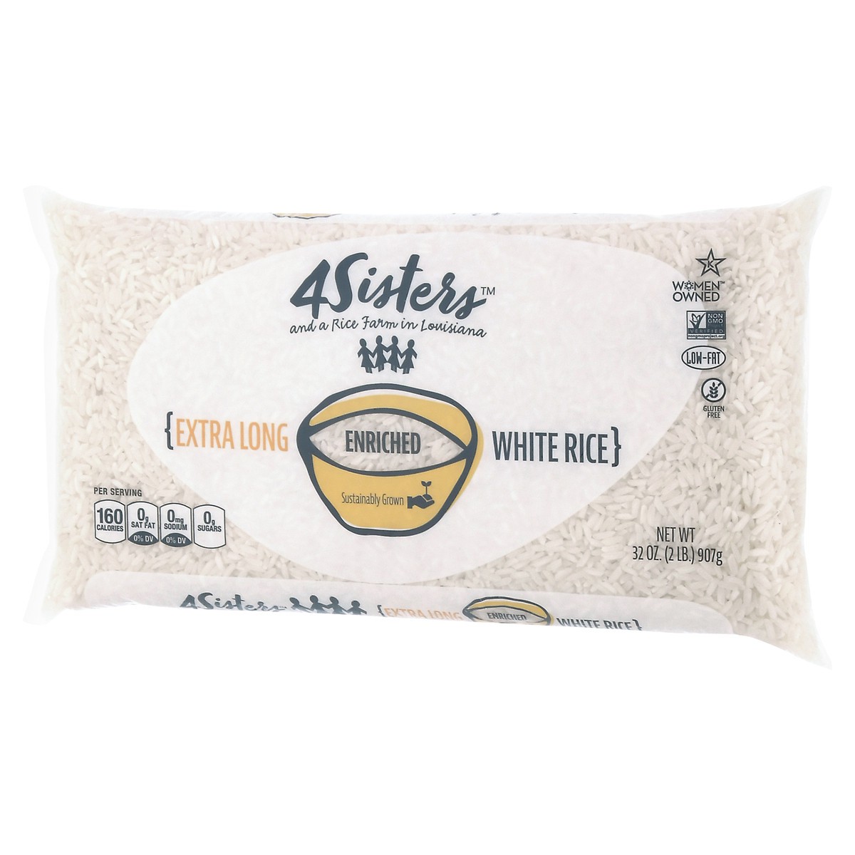 slide 6 of 12, 4Sisters Extra Long Enriched White Rice, 2 lb
