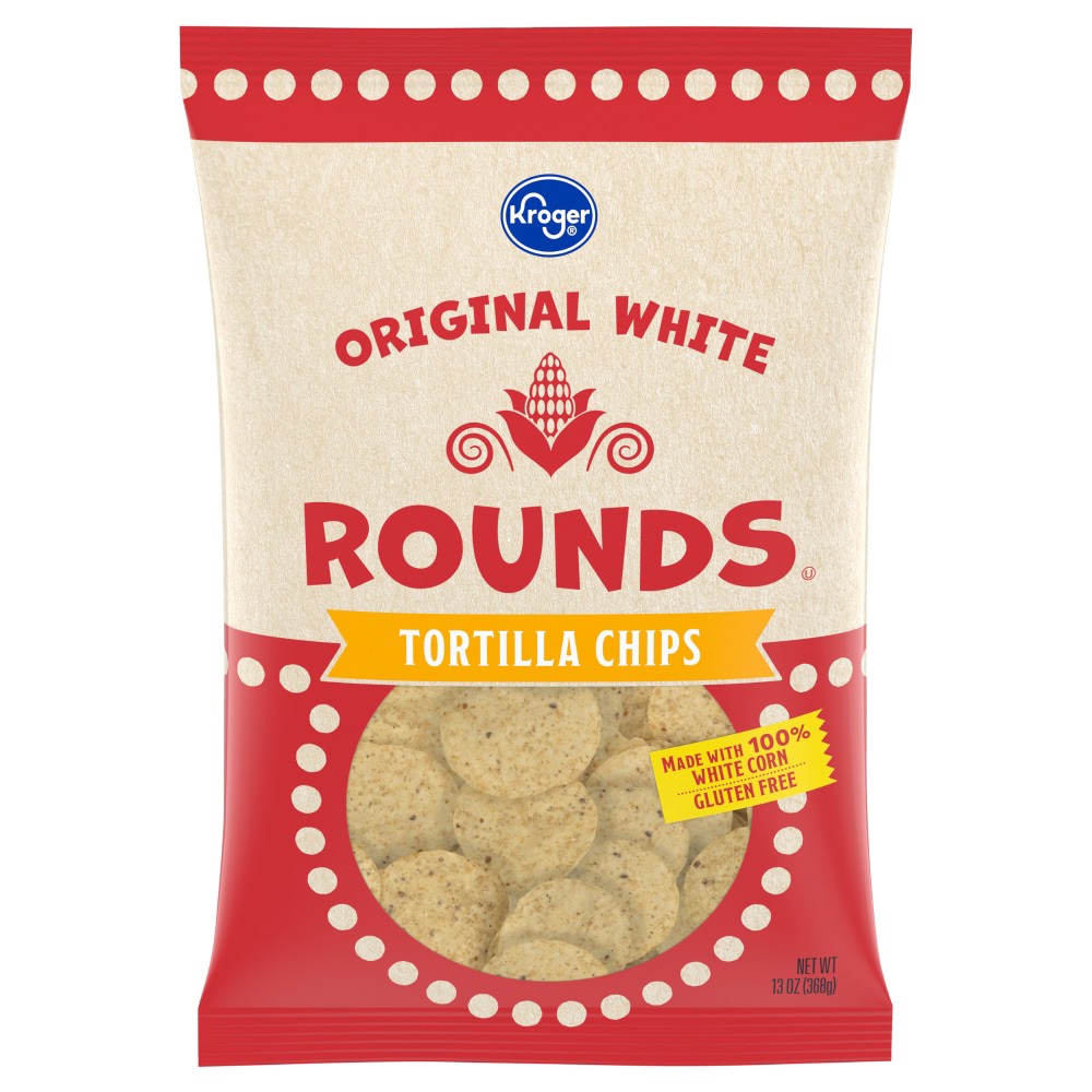 slide 1 of 2, Kroger Original White Rounds Tortilla Chips, 13 oz