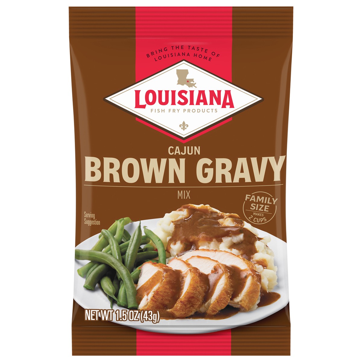 slide 1 of 9, Louisiana Fish Fry Products Cajun Brown Gravy Mix Family Size 1.5 oz, 1.5 oz