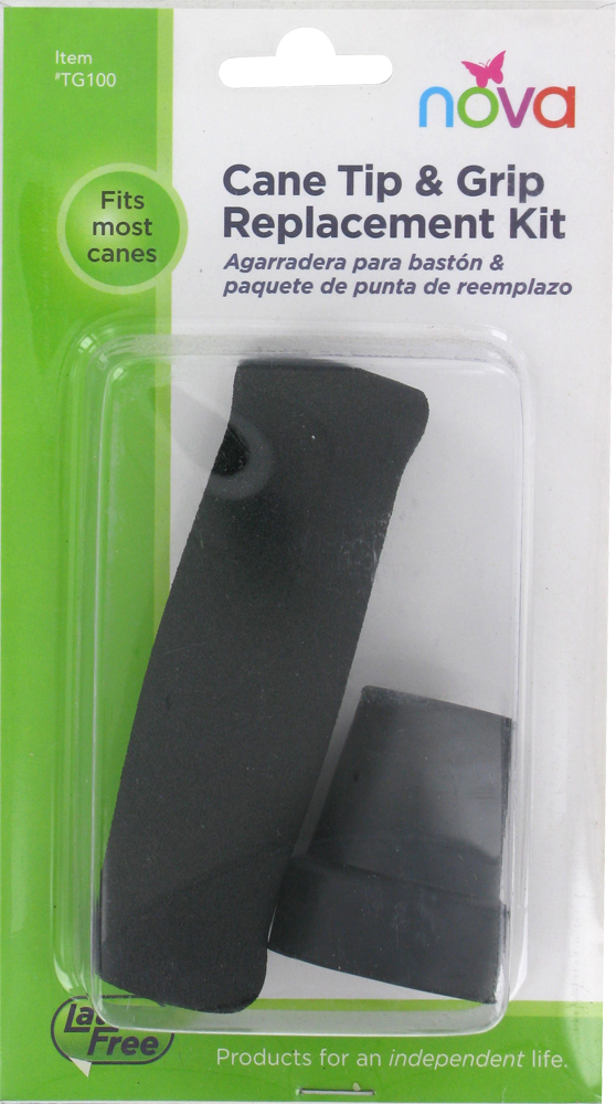 slide 4 of 5, Nova Cane Tip And Grip Replacement Kit - Black, 1 ct