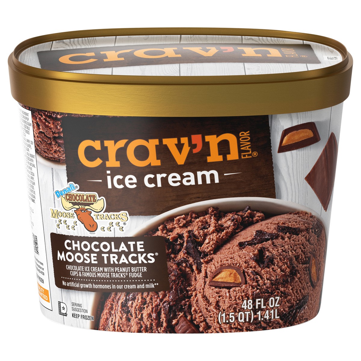 slide 3 of 4, Crav'n Flavor Chocolate Moose Tracks Ice Cream 48 fl oz, 48 fl oz